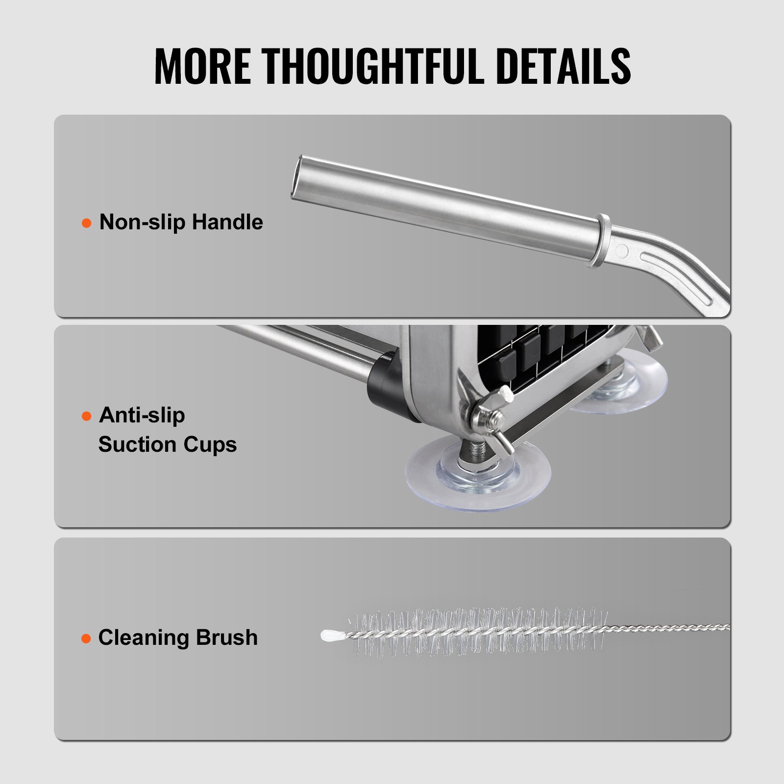VEVOR Pommes-Frites-Schneider Kartoffelschneider mit 1/2-Zoll- und 3/8-Zoll-Klingen aus rostfreiem Stahl, manueller Kartoffelschneider und -zerkleinerer mit Saugnäpfen, ideal für Pommes Frites