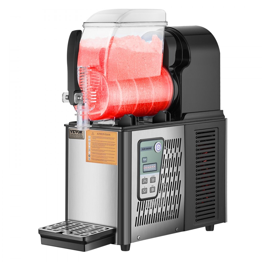 VEVOR kommerzielle Slusheis Maschine 4 L Einzeltank-Maschine für gefrorene Getränke, 16 Tassen Edelstahl Slusheis-Maschine mit Tastenfeld Softeis Maker für Partys Restaurants Cafés Bars schwarz