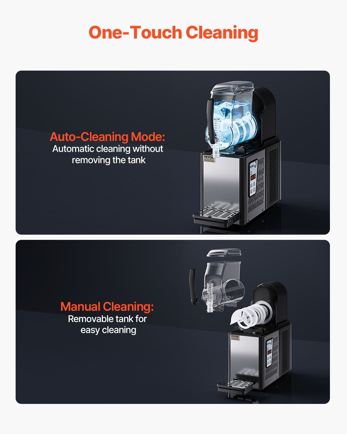 VEVOR kommerzielle Slusheis Maschine 4 L Einzeltank-Maschine für gefrorene Getränke, 16 Tassen Edelstahl Slusheis-Maschine mit Tastenfeld Softeis Maker für Partys Restaurants Cafés Bars schwarz