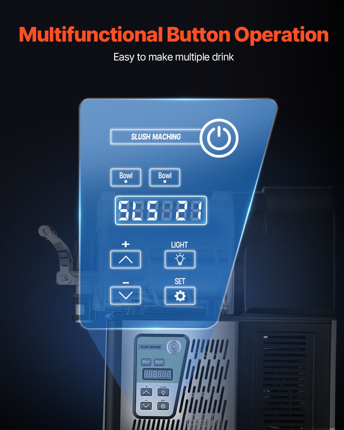 VEVOR kommerzielle Slusheis Maschine 3 L x 2 Doppeltank-Maschine für gefrorene Getränke, 24 Tassen Edelstahl Slush-Eis-Maschine Softeis Maker für Partys Restaurants Cafés Barsn Schwarz