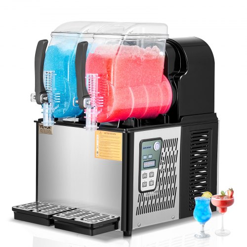 VEVOR kommerzielle Slush-Maschine 4 L x 2 Doppeltank Slush-Eismaschine Slushy Machine für gefrorene Getränke, 32 Tassen Margarita-Smoothie-Maschine für Partys zu Hause Restaurants Cafés Bars