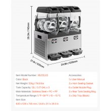 VEVOR 12Lx3 Kommerzielle Slusheis Maschine Margarita Smoothie Getränk Maker