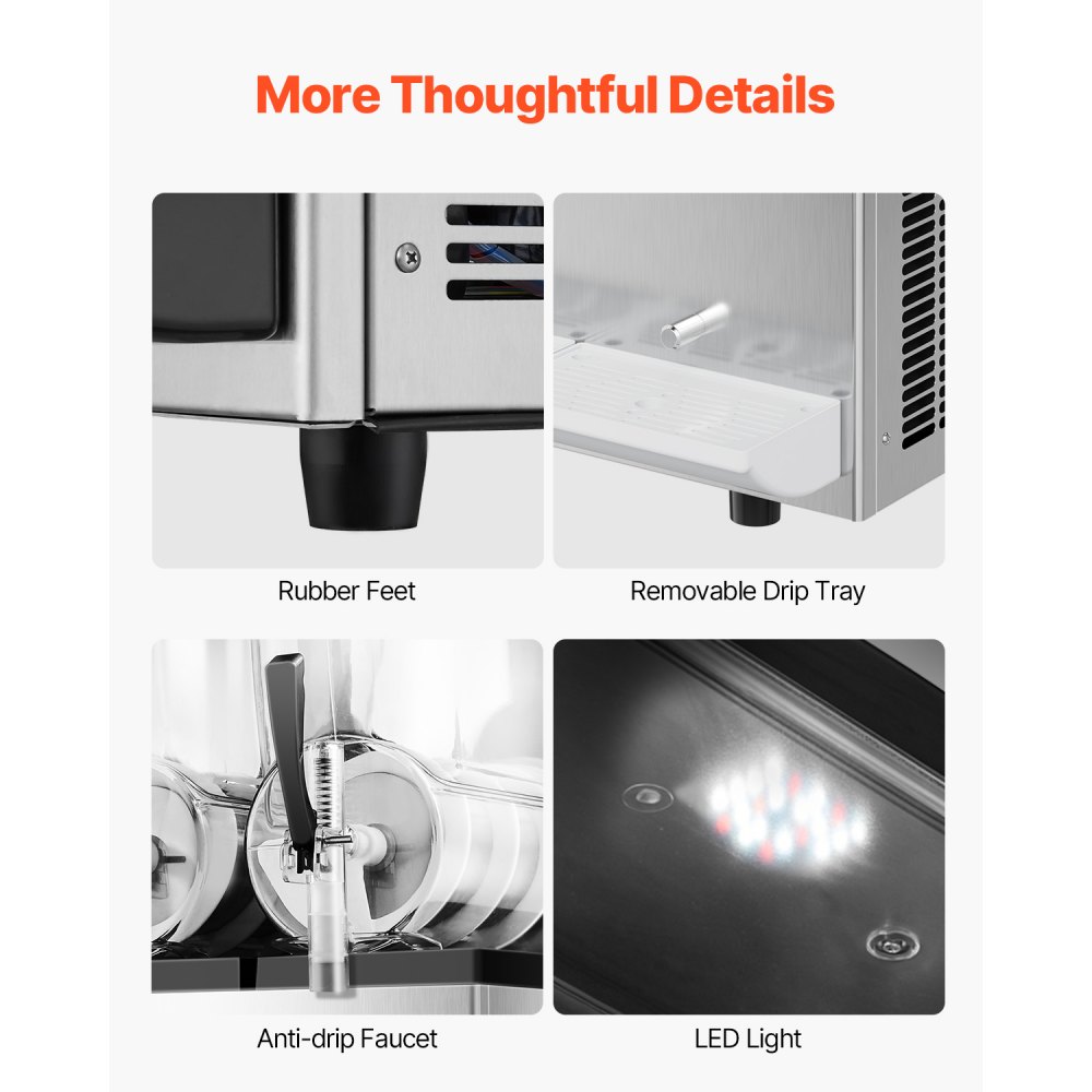 VEVOR Commercial Slushie Machine 12L x 3 Triple Tank Frozen Drink Machine, 144 Cup Stainless Steel Slushie Machine with Keypad Soft Serve Maker for Parties, Restaurants, Cafes, and Bars