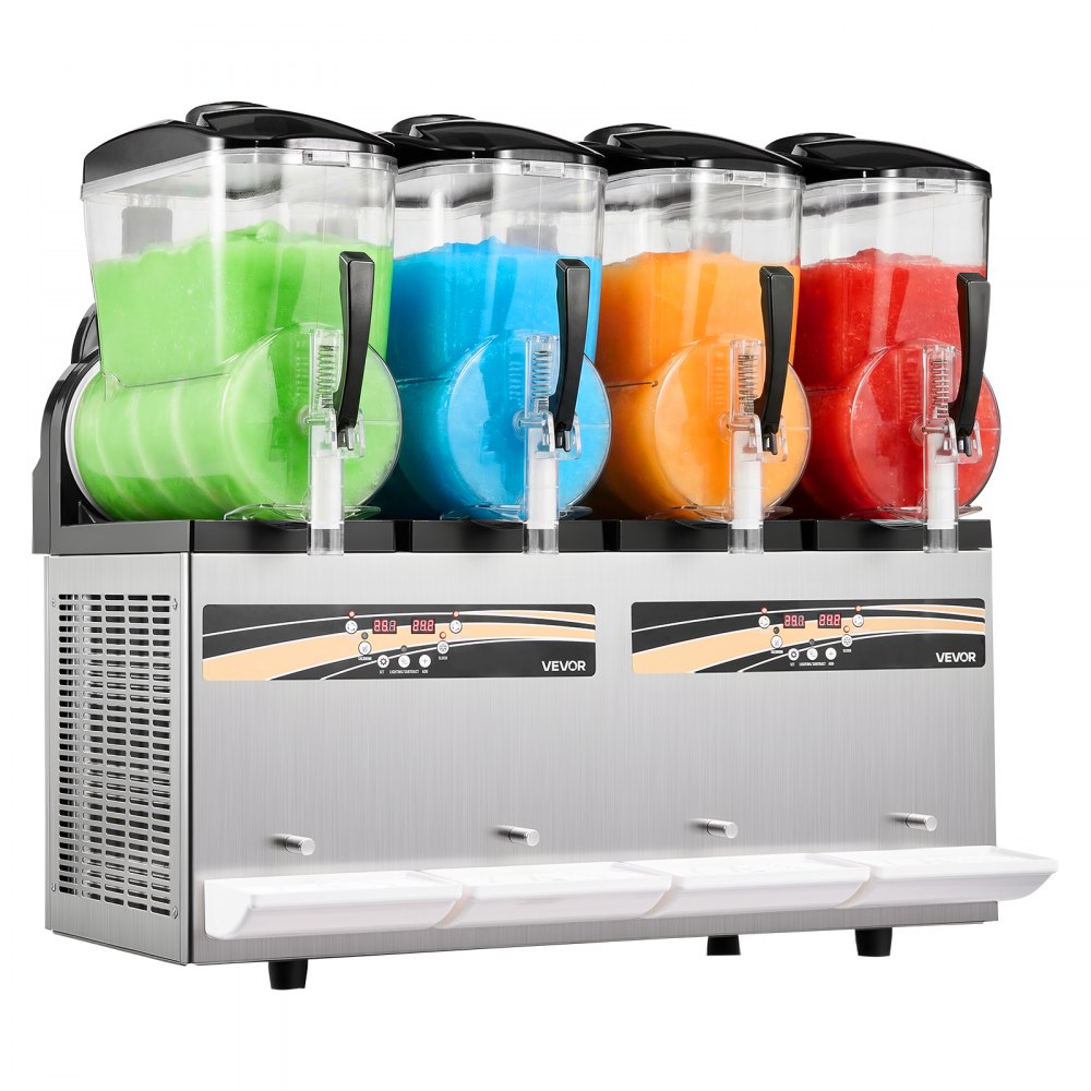 VEVOR Slush Maschine 4 x 12 L, Slusheis Eisbereiter 1650 W (kein Eis Nötig), Elektrische Margarita-Maschine mit Selbstreinigungsfunktion, Geeignet für Frozen Margaritas Frappés Milchshakes Shakes