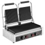 VEVOR Commercial Panini Grill, 3600W Electric Sandwich Panini Maker, Stainless Steel Double Sandwich Press, Panini Grill Temp Control, 48x23cm Full Grooved Enamel Plate, for Hamburger Steak Bacon