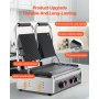 VEVOR kommerzieller Panini-Grill Kontaktgrill 3600 W für Sandwiches Steak Bacon Hamburger, Sandwichmaker Pressgrill aus Edelstahl mit Griff & Temperaturregelung & 48 x 23 cm Heizplatte, Paninipresse