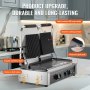VEVOR kommerzieller Panini-Grill, elektrischer Sandwichmaker mit 3600 W, doppelter Edelstahlgrill, mit Temperaturregelung und flacher emaillierter Platte 485 x 230 mm für Hamburger-Steak-Speck