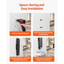 VEVOR Zigaretten Aschenbecher Zigarettenstummelbehälter Wanddmontage Zylinder, Aschenbecher (120 x 89 x 487 mm) aus Edelstahl & Aluminiumlegierung Outdoor Garten Büro Restaurant Hotel Schwarz