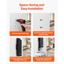 VEVOR Zigaretten Aschenbecher Zigarettenstummelbehälter Wanddmontage Quader, Aschenbecher (132 x 100 x 487 mm) aus Edelstahl & Aluminiumlegierung Outdoor Garten Büro Restaurant Hotel Schwarz