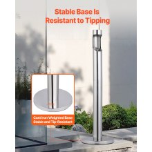 VEVOR Zigaretten Aschenbecher Zigarettenstummelbehälter freistehender Zylinder, Aschenbecher (φ32 x 108 cm) aus Edelstahl & Eisen für Outdoor Garten Büro Restaurant Hotel Silber