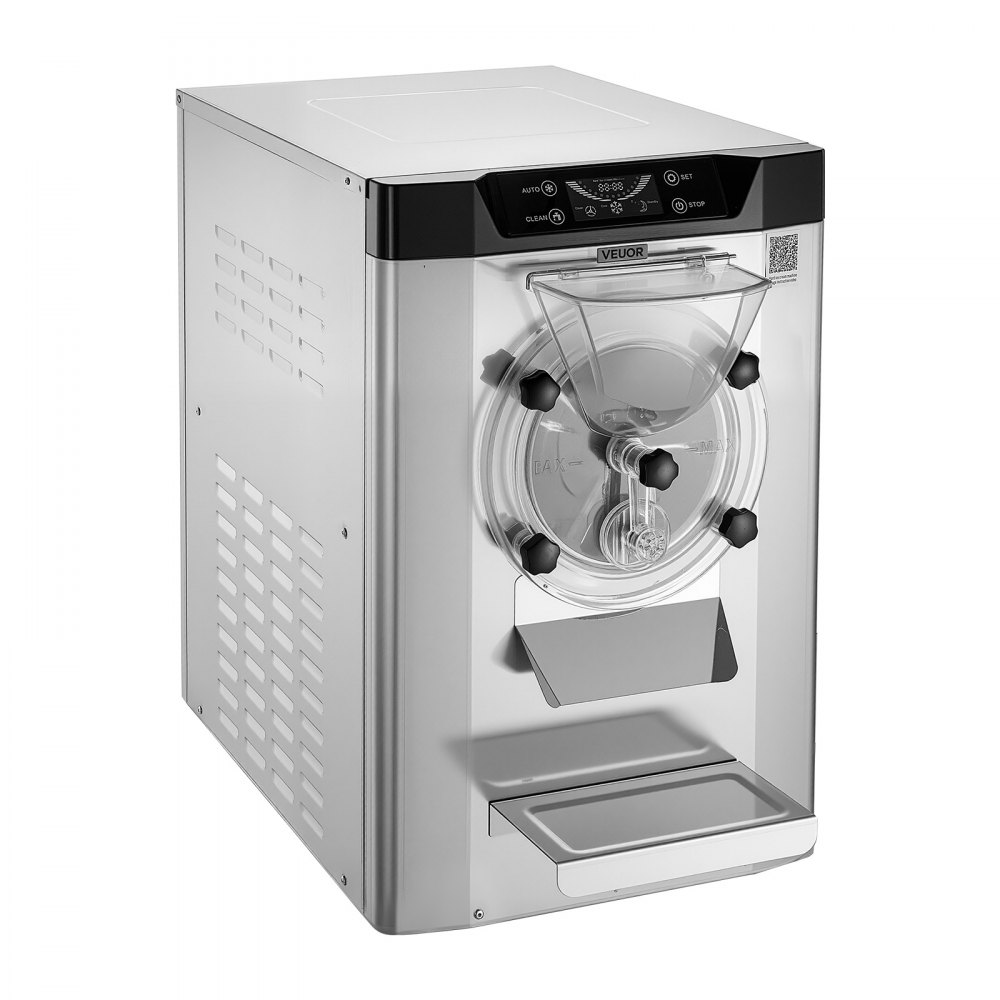 VEVOR Gewerbliche Eismaschine Eiscrememaschine 2000 W 12–20 L/h, Tischgerät für Gelato mit 6 L Edelstahlbehälter (304) & Selbstreinigendes LED-Bedienfeld für Snackbars Restaurants Silber