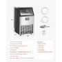 VEVOR kommerzieller Eisbereiter, 150 lbs/24 h, 45 Eiswürfel in 15 Minuten, freistehende Eismaschine mit 33 lbs großer Speicherkapazität für Bar, Büro, Restaurant, mit LED-Digitalanzeige und Selbstreinigung