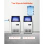 VEVOR Kommerzielle Eismaschine, 80 lbs/24 h Eismaschine mit 28 lbs Speicherkapazität, 36 Eiswürfel in 15 Minuten, LED-Digitalanzeige, freistehend, selbstreinigend, für Bar, Büro, Restaurant