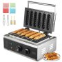 VEVOR kommerzieller Waffeleisen Waffel Maker 6-teilig 1500 W, antihaftbeschichtetes Edelstahl-Waffeleisen für Mais-Hotdogs mit Temperatur- und Zeitregelung, für Restaurant Bäckerei Snackbar Familie