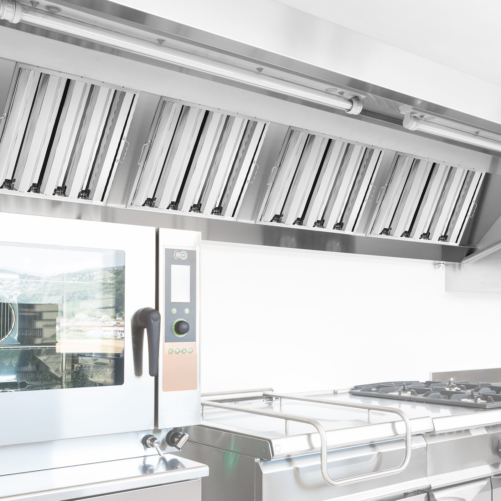 VEVOR Filter für gewerbliche Dunstabzugshauben Dunstabzugshaubenfilter aus Edelstahl für Restaurants (493 x 493 mm / B x H), für fettabweisende Dunstabzugshauben mit 4 Rillen, 1 Stk.