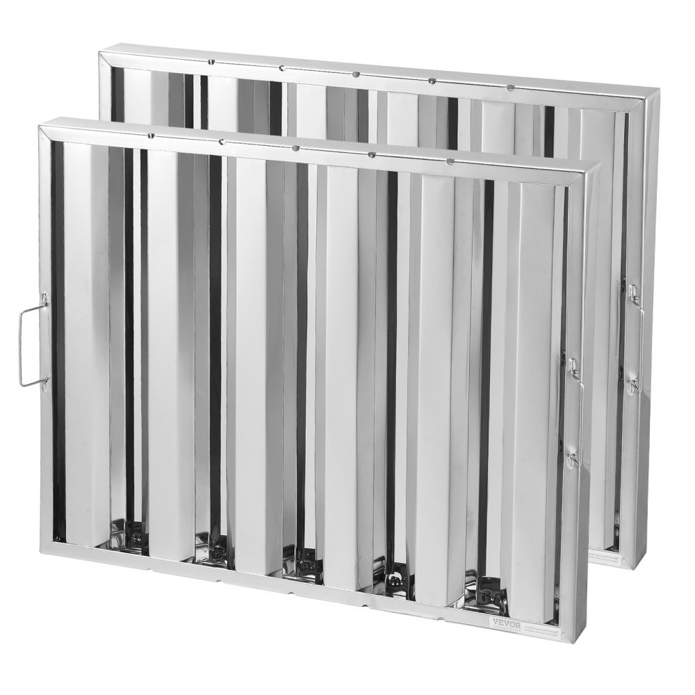 VEVOR Filter für gewerbliche Dunstabzugshauben Dunstabzugshaubenfilter 622 x 493 mm aus Edelstahl für Restaurants, für fettabweisende Dunstabzugshauben für gewerbliche Küchen, 5 Rillen, 2 Stk.