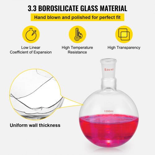 VEVOR Laborglas 32tlg Laborglas Kitmit Borosilikatglas 24/40, Labor Glas Kit Max. 600 ℃, Labor Glaswaren Kit Gummi, Labor Glaswaren Kit, Labor Glaswaren & Zubehör