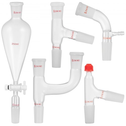 VEVOR Laboratory Glasset 3.3 (GG-17) - Borosilicate Glass Kit 24/40, Max. 600°C, With Rubber - 32 Pieces Lab Glassware & Equipment