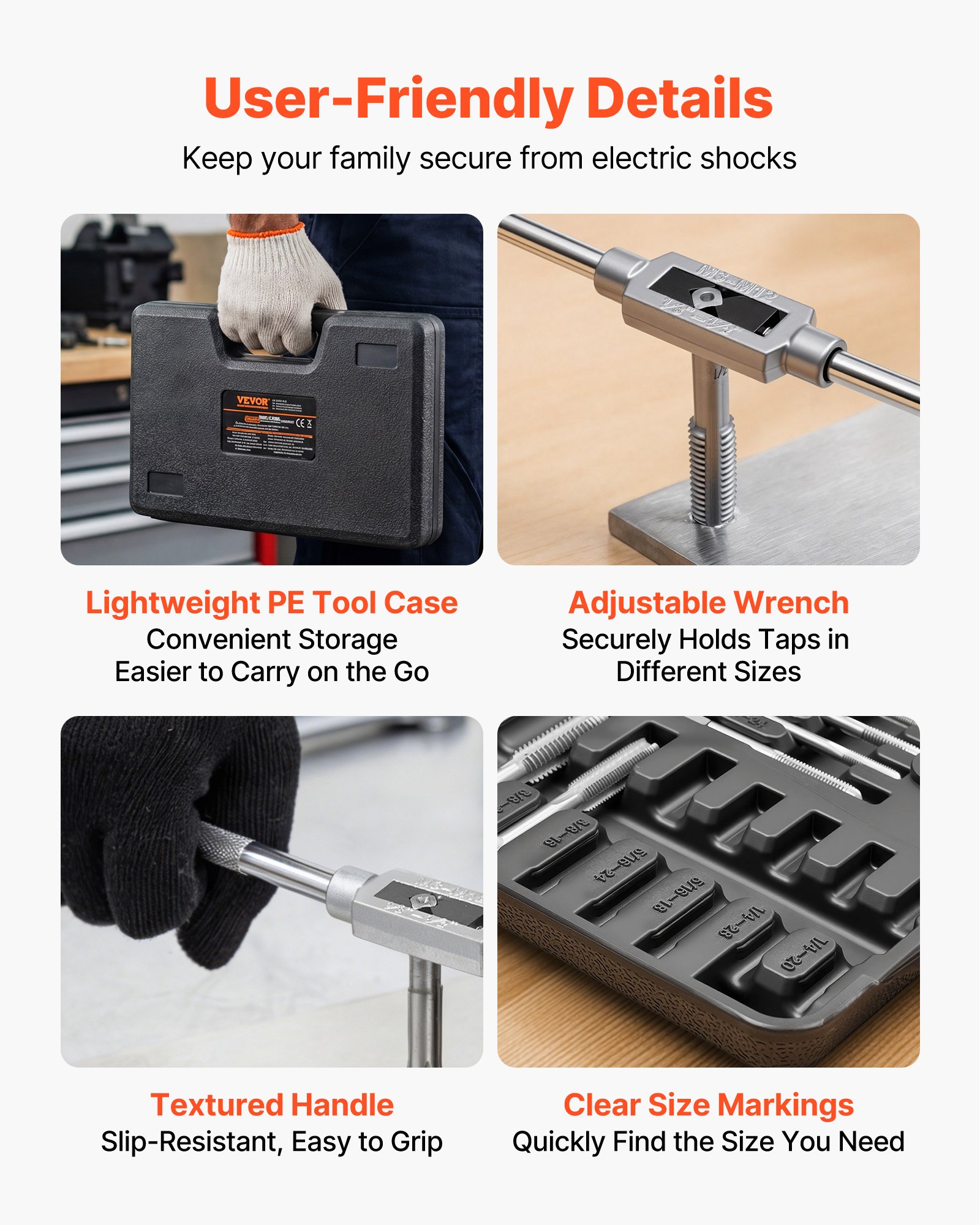 VEVOR Tap and Die Set, 60-Piece Metric M3 to M12 and SAE Sizes, with Coarse and Fine Thread Taps and Dies, Wrench, Carrying Storage Case and Complete Accessories, for Threading and Rethreading