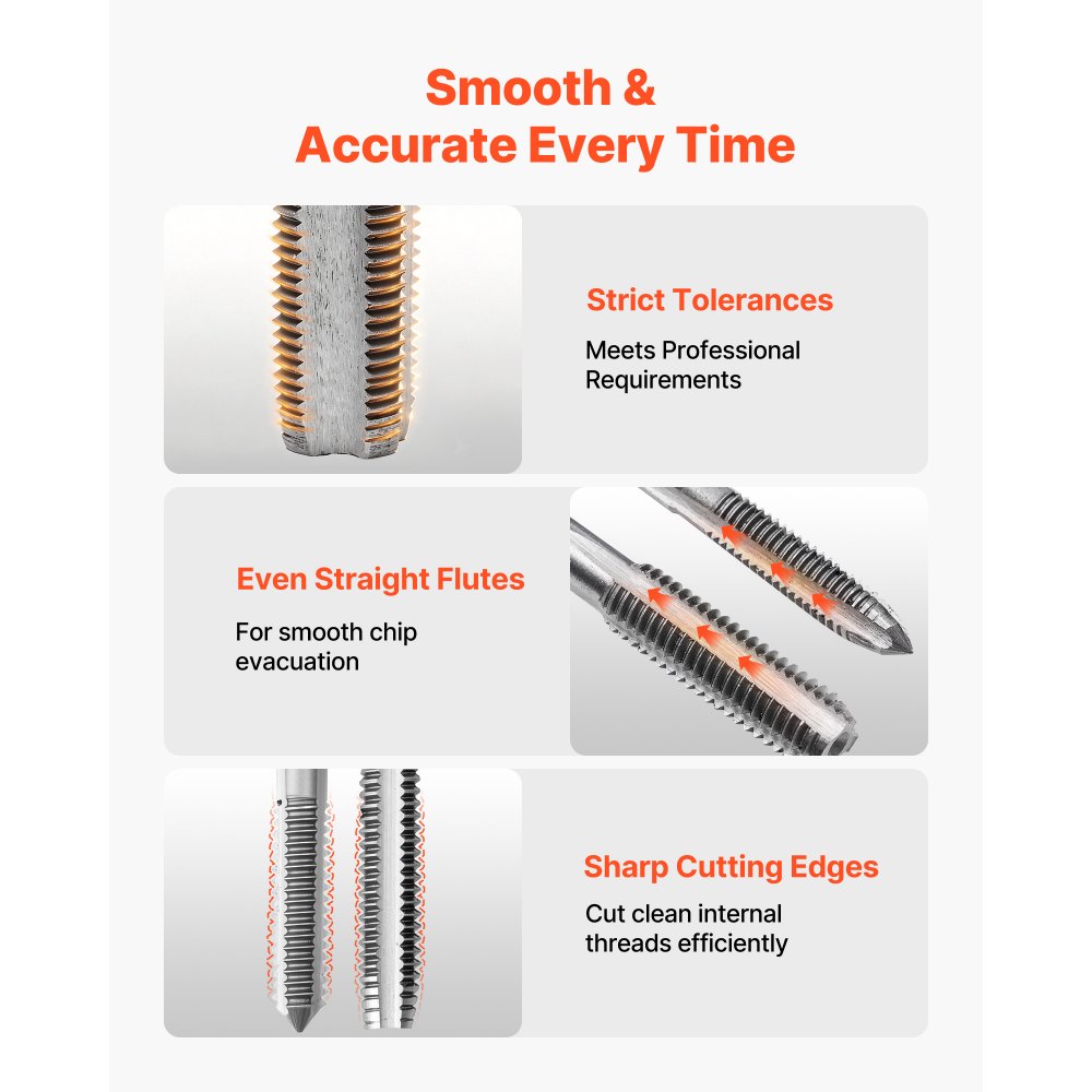 VEVOR Gewindebohrer- und Schneideisensatz 51-teilig, SAE-Größen 1/4 bis 1 Zoll, mit Grob- und Feingewindebohrern und -schneideisen, Schraubenschlüssel, Tragekoffer und Zubehör, Wälzlagerstahl