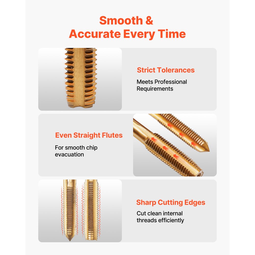 VEVOR Gewindebohrer- und Schneideisensatz 86-teilig, Metrische und SAE-Größen M3 bis M12, Nr. 4 bis 5/8 Zoll, mit Grob- und Feingewindebohrern und -schneideisen, Schraubenschlüssel, Tragekoffer