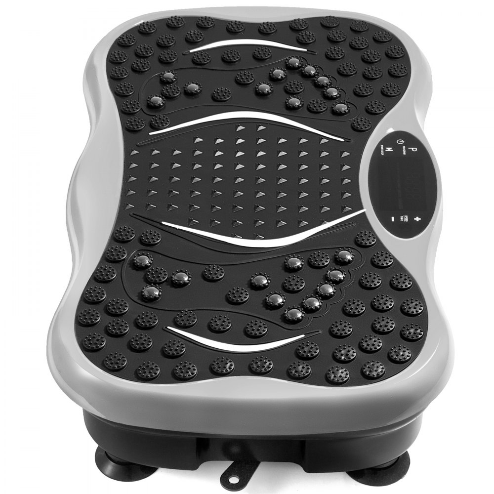 VEVOR Fitness Vibrationsplatte mit LCD Fitness Matte 3 Ebenen Massage Remote Bluetooth USB Musik Intelligente Uhr Fitness-Maschine für Zuhause und Büro Stepper Zuhause, Nützliches Zubehör Silber