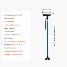 VEVOR Gehstock Gehhilfe Spazierstock Wanderstock Gehstütze 8-stufig 770-940mm