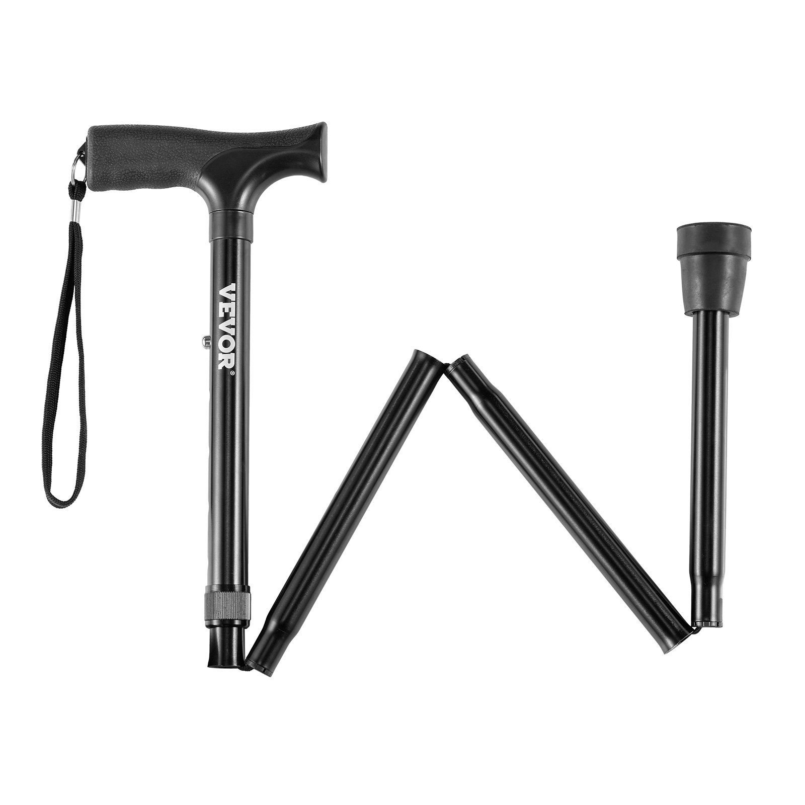 VEVOR Gehstock, zusammenklappbarer Spazierstock mit 5-fach einstellbarer Höhe (805-925mm),  Gehstütze, Gehhilfe aus Aluminium für Senioren und Erwachsene, Wanderstock 100 kg belastbar