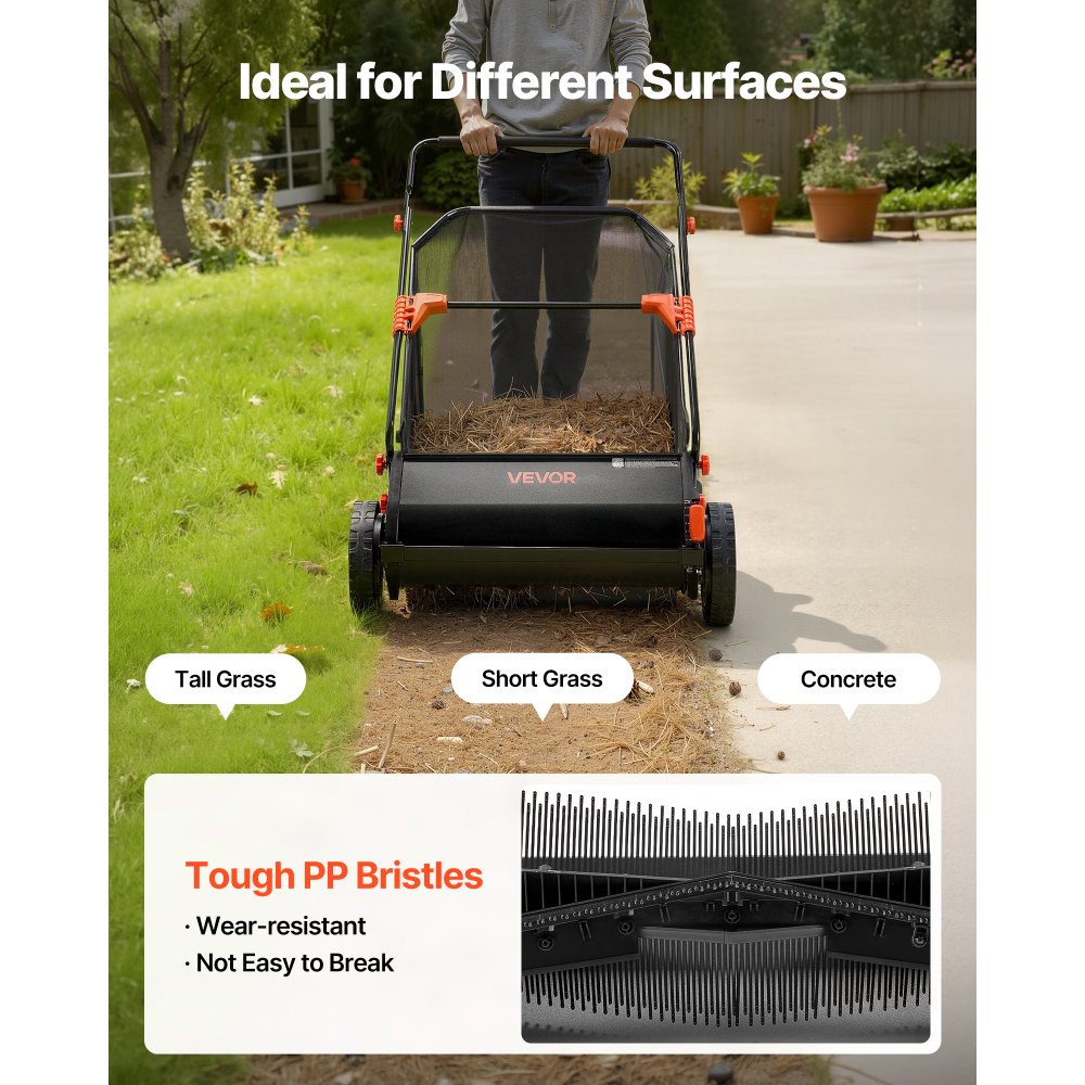 VEVOR 3 Packs Lawn Sweeper Brush Replacement, Compatible with VEVOR 66 cm Lawn & Leaf Collector Sweepers, Yard Sweeper Brush Paddle with Durable V-Shaped Bristles for Easy Grass Leaf Cleanup