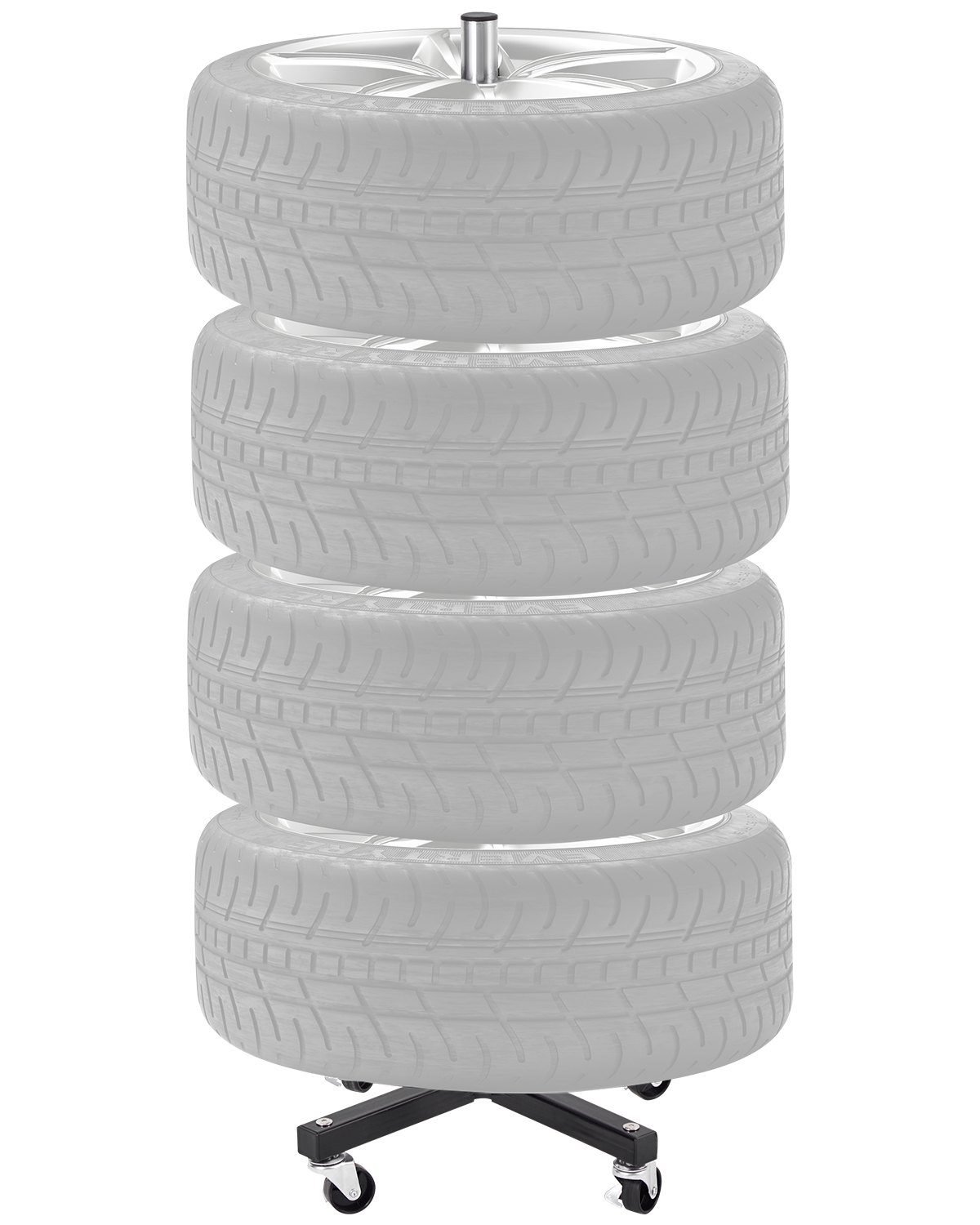 VEVOR Reifenlagerregal Reifenständer Stahl rollbar für 4 Reifen mit Felgen, platzsparender Reifenhalter für Reifen mit einer Breite von bis zu 225 mm, max. Tragkraft 100 kg, ideal für Garage