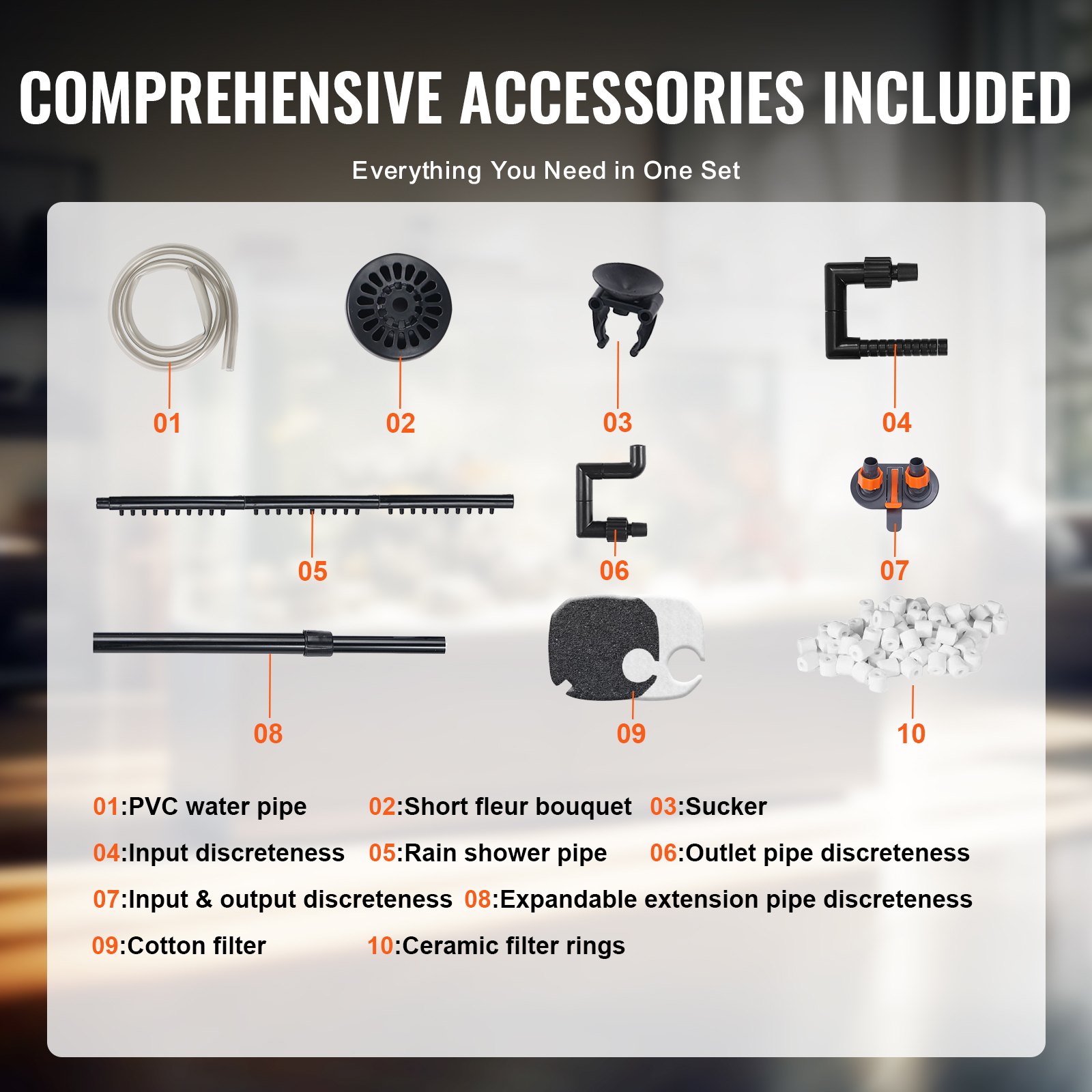 VEVOR Aquarium Filter 172GPH, 30 Gallon Canister Filter, Ultra-Quiet Internal Aquarium Filter with UV Protection, Multi-Function Submersible Filter for Aquariums, 8 W