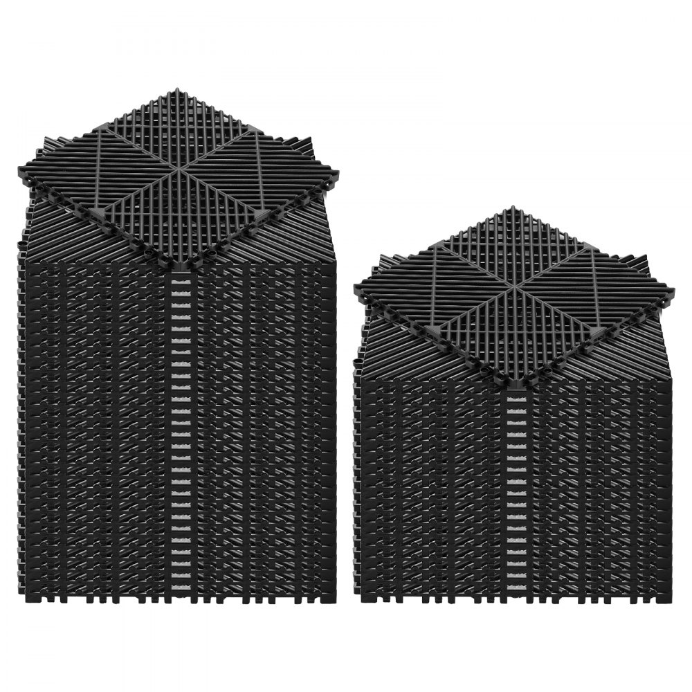 VEVOR Ineinandergreifende Drainagematten (50-tlg.) 31 x 31 cm, Garagenbodenfliesen Rutschfeste Klickfliesen aus PP, Modularer Garagenboden für Bad Küche Pool Außenbereich, Selbstentwässernd, Schwarz