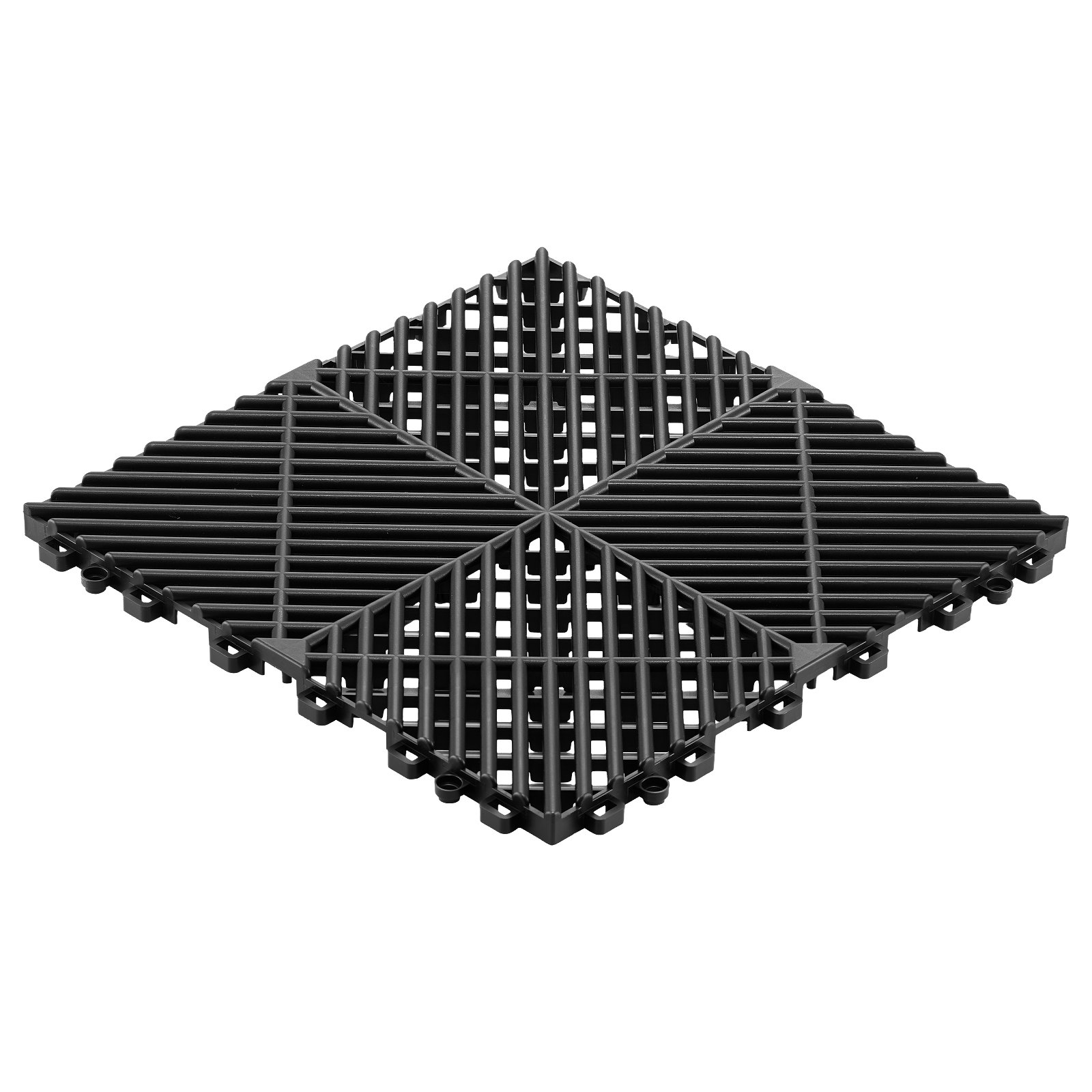 VEVOR Ineinandergreifende Drainagematten (12-tlg.) 31 x 31 cm, Garagenbodenfliesen Rutschfeste Klickfliesen aus PP, Modularer Garagenboden für Bad Küche Pool Außenbereich, Selbstentwässernd, Schwarz