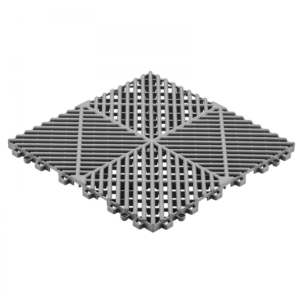 VEVOR Ineinandergreifende Drainagematten Set (50-tlg.) 31 x 31 cm, Garagenbodenfliesen Rutschfeste Klickfliesen aus PP, Modularer Garagenboden für Bad Küche Pool Außenbereich, Selbstentwässernd, Grau
