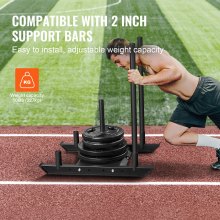 VEVOR Gewichtstrainingsschlitten, Pull-Push-Power-Schlitten, Fitness-Kraft-Widerstandstraining, Trainingsgerät aus Stahl für sportliche Übungen, Geeignet für 2-Zoll-Gewichtsplatten, Schwarz