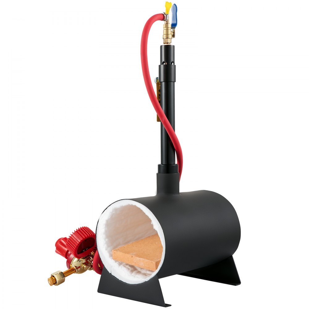 VEVOR Gas schmiedeofen 1350 °C, Brenner Schmiede 9 L, Schmiedeofen Ein Brenner Zweitürig Auskleidung mit Aluminiumsilikatfaser, Metallschmiede Max. Leistung 76,8 kWh / 786.000 BTU, Gasdruckregler