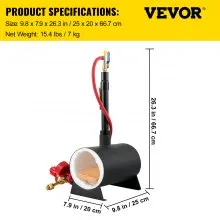 VEVOR Gas schmiedeofen 1350 °C, Brenner Schmiede 9 L, Schmiedeofen Ein Brenner Zweitürig Auskleidung mit Aluminiumsilikatfaser, Metallschmiede Max. Leistung 76,8 kWh / 786.000 BTU, Gasdruckregler