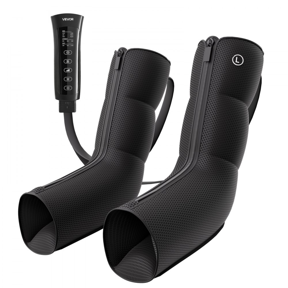 VEVOR Beinmassagegerät Lymphdrainage Gerät 3 Wärmestufen Luftkompression, für Tägliche Entspannung, 6 Modi 3 Massageintensitäten 3 Wadenvibrationsstufen, inkl. Aufbewahrungstasche & Netzteil, Schwarz