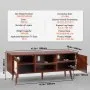 VEVOR Rattan TV Stand, Boho TV Cabinet for 140 cm TVs, Retro TV Stand, Rattan TV Console with Adjustable Shelves & 2 Doors, for Living Room, Media Room, Walnut