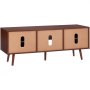 VEVOR Rattan-TV-Ständer, Fernsehschrank Boho-TV-Schrank für 140 cm Fernseher, Retro-TV-Ständer, Rattan-TV-Konsole mit verstellbaren Regalen & 2 Türen, für Wohnzimmer, Medienraum, Walnuss
