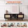 VEVOR Rattan-TV-Ständer für 165 cm Fernseher, Boho-TV-Ständer mit Rattantür, Fernsehschrank mit eingebauter Steckdose und USB-Anschlüssen, moderne TV-Konsole für Wohnzimmer, Medienraum, schwarz