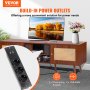 VEVOR Rattan-TV-Ständer, moderner TV-Schrank für 165 cm Fernseher, Boho-Rattan-Ferhsehschrank mit eingebauter Steckdose & USB-Anschlüssen, verstellbare Regale für Wohnzimmer, Medienraum, Walnuss
