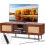 VEVOR Rattan-TV-Ständer 165cm Fernseher Boho-TV-Schrank Fernsehschrank Walnuss