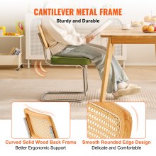 VEVOR Rattan-Stühle, 4er-Set, Moderner Esszimmerstuhl, Gepolsterter Samt-Akzentstuhl mit Rattan-Rückenlehne, Retro-Esszimmer-Küchenstuhl für Wohnzimmer, Schlafzimmer, Lesezimmer, Grün