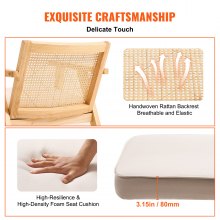 VEVOR Rattanstuhl Mittelalterlich Moderner Gartenstuhl mit Armlehne, 1 Stk. Polsterstuhl mit Rattanrückenlehne, Garten Balkon Terrasse Stapelstuhl Gartensessel Wohnzimmer, Schlafzimmer, Lesezimmer