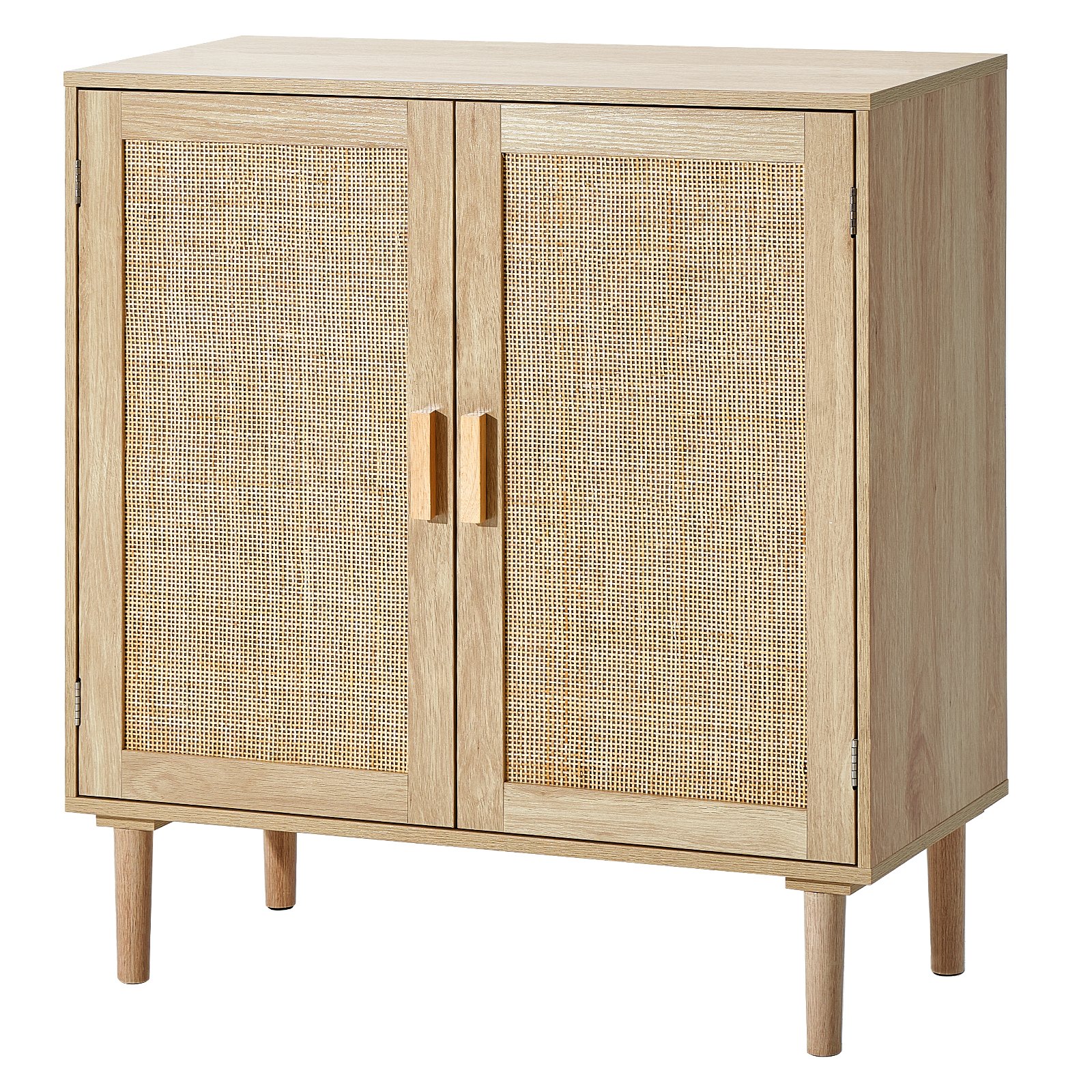 VEVOR Rattanschrank Rattankommode Aufbewahrungsschrank mit 2 magnetischen Türen & verstellbaren Regalen & Griffen, Sideboard-Buffetschrank für Flur Eingangsbereich Wohnzimmer Küche Flur