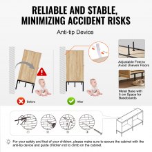 VEVOR Rattanschrank Rattankommode mit 4 Magnetischen Türen Verstellbar Flur