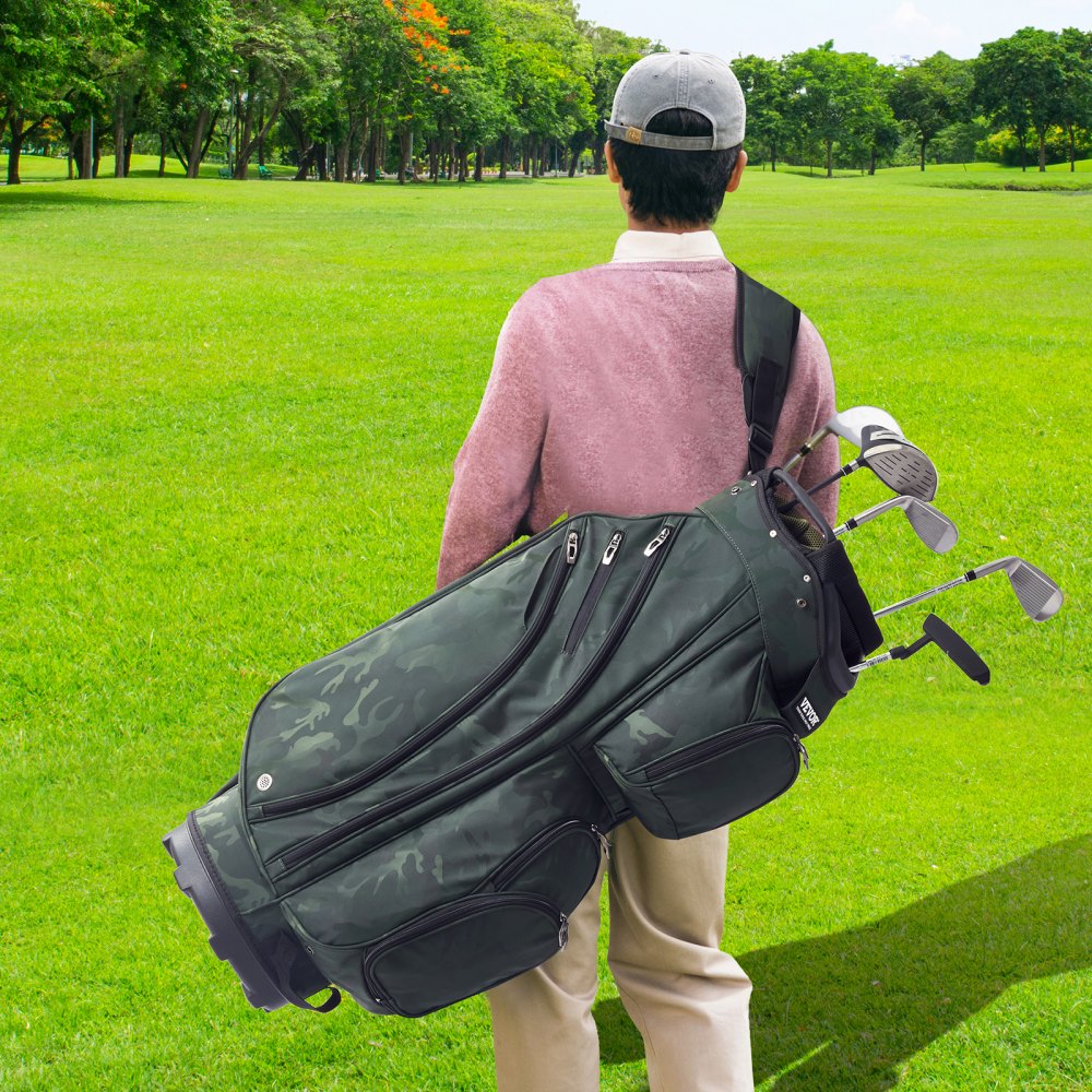 VEVOR Golf-Cart-Tasche mit 14-Wege-Organizer-Unterteilung oben, 91,4 cm (36 Zoll) 11 Taschen, Premium-Nylon-Cart-Tasche, langlebige Golftaschen mit Griffen, Staubschutzhülle und abnehmbaren Riemen für Männer und Frauen, Armeegrün