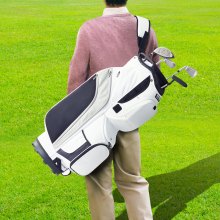 VEVOR Golf-Cart-Tasche mit 14-Wege-Organizer-Unterteilung oben, 91,4 cm (36 Zoll) 13 Taschen, Premium-Nylon-Cart-Tasche, langlebige Golftaschen mit Griffen, Staubschutzhülle und abnehmbaren Riemen für Männer und Frauen, weißes Farbblockdesign