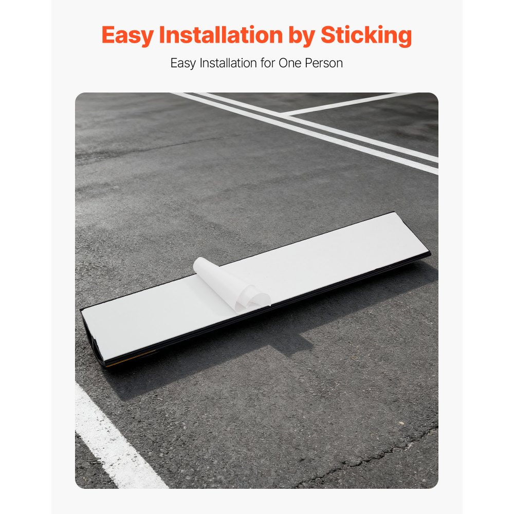 VEVOR Parkstopper Radstopper 2 Stk. (446 x 90 x 32 mm) Einparkhilfe Parkbegrenzung mit Reflektorstreifen, Parkplatzsperre aus PP für Autos Lieferwagen Lkw, Radführungsblock, Parkplatzbegrenzung